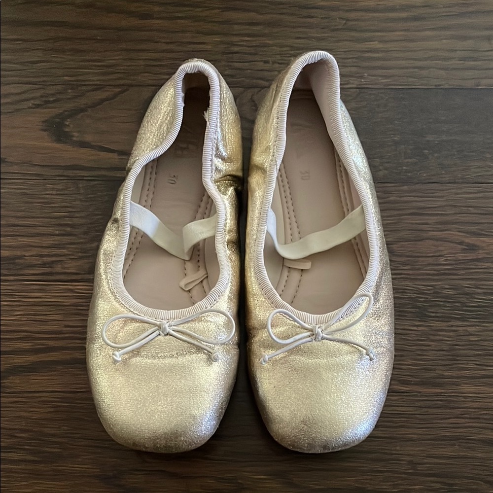 ZARA Kids Gold Ballet Flats